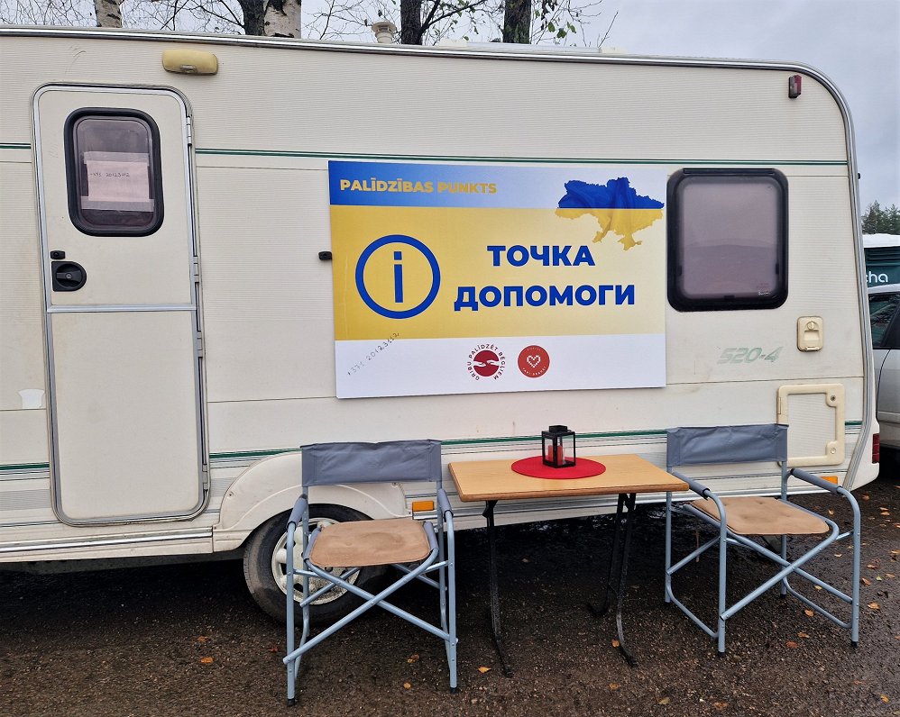Informatīvais atbalsta punkts ukraiņu bēgļiem pie Latvijas-Baltkrievijas robežas