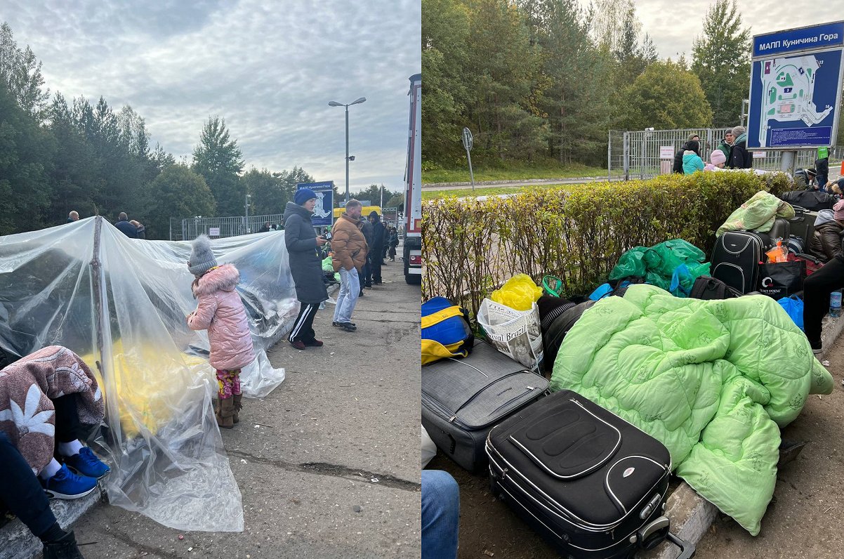 Ukraiņu kara bēgļi uz robežas