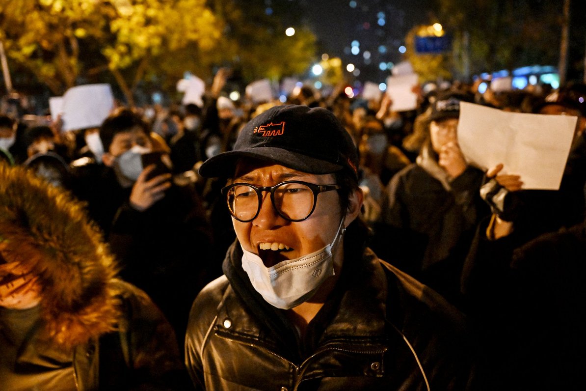 Protesta akcija Ķīnas galvaspilsētā Pekinā, 2022. gada 28. novembris