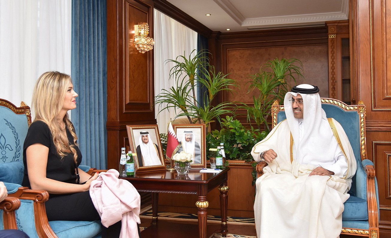 Eiropas Parlamenta viceprezidente Eva Kaili oktobra beigās, tiekoties ar Kataras darba lietu ministr...