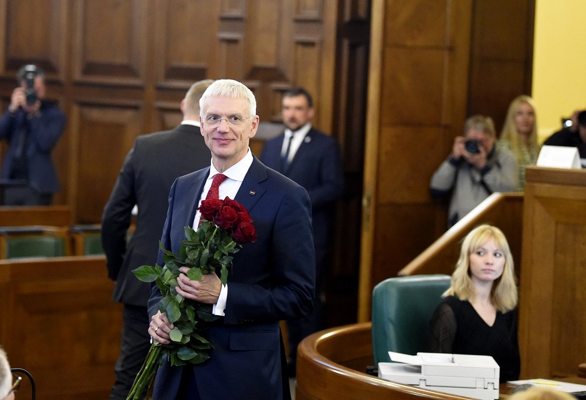 Премьер Кришьянис Кариньш на чрезвычайном заседании правительства