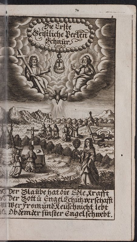 J.Kundīzija &quot;Garīgas pērļu rotas&quot; (1673) 1. nodaļas ievadlapa.