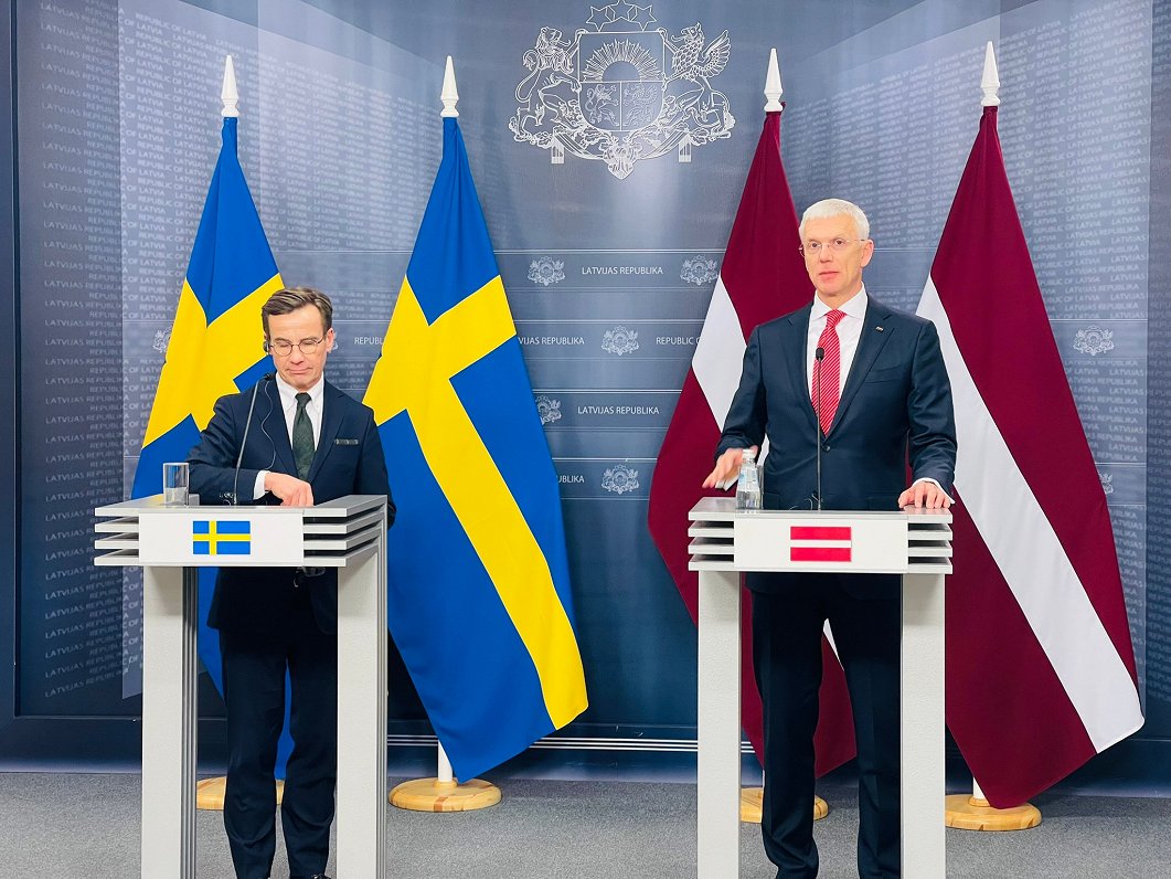 Премьер-министр Латвии Кришьянис Кариньш и премьер-министр Швеции Ульф Кристерсон.