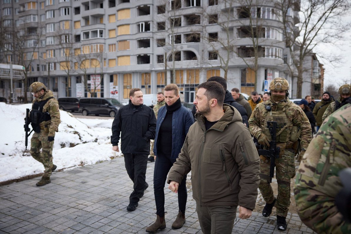 Ukrainas prezidenta Volodimira Zelenska un Dānijas premjeres Mettes Frederiksenas vizīte atbrīvotajā...