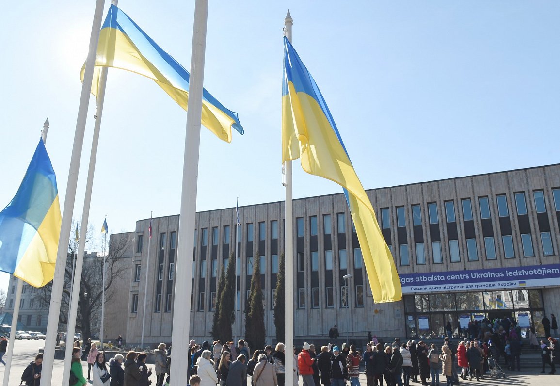 Ukrainas bēgļu rinda pie atbalsta centra, 15.03.2022.