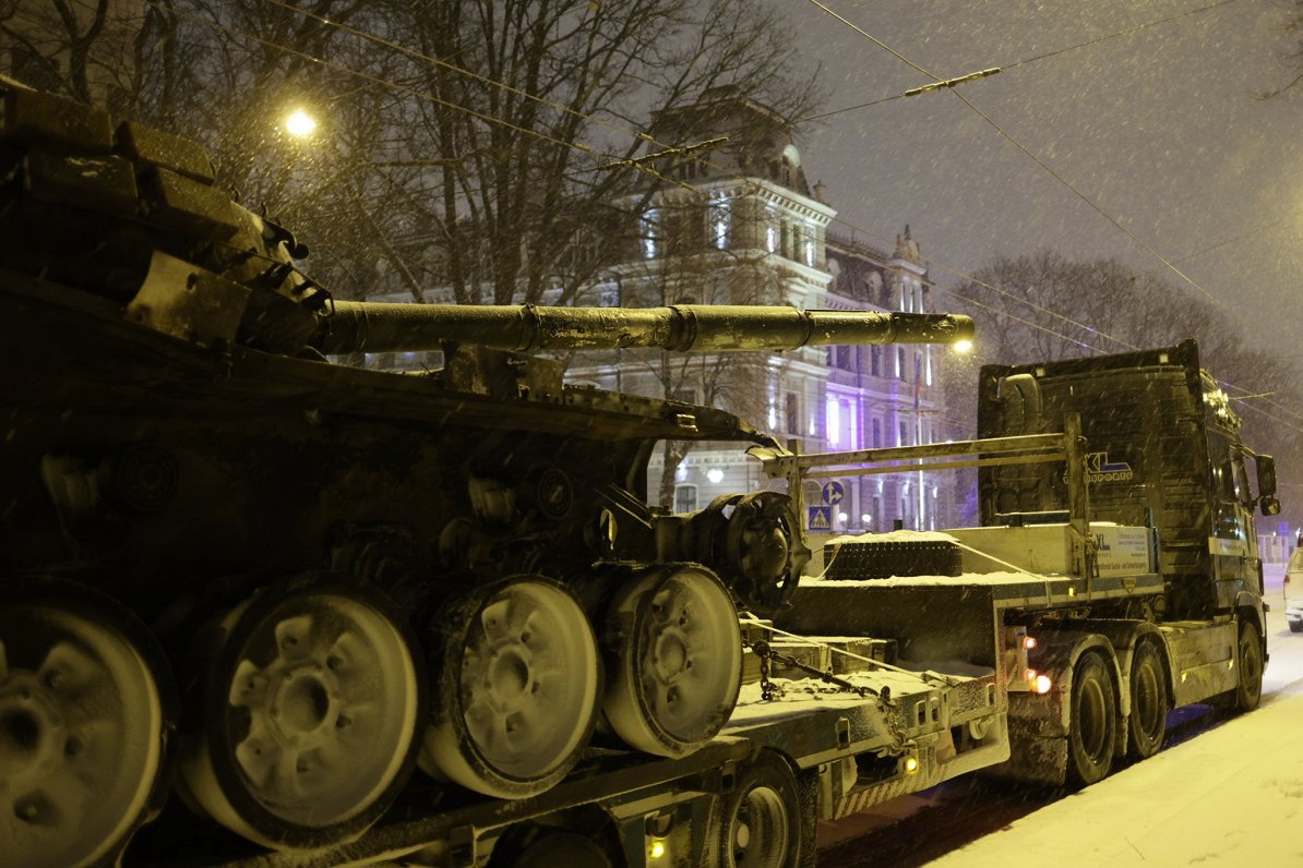 Russian occupying tank &quot;T-72B&quot; destroyed by the Ukrainian army, near the Russian embassy i...