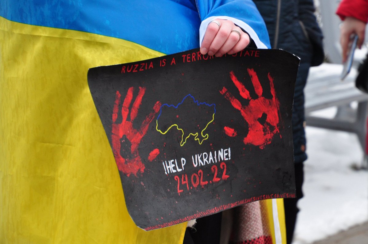 Пикет в поддержку Украины в Даугавпилсе. 24.02.2023