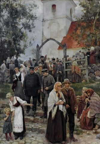 Jaņa Rozentāla glezna &quot;No baznīcas&quot; (1894)