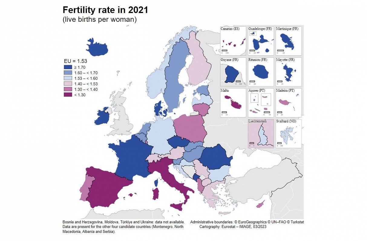 EU fertility rates, 2021
