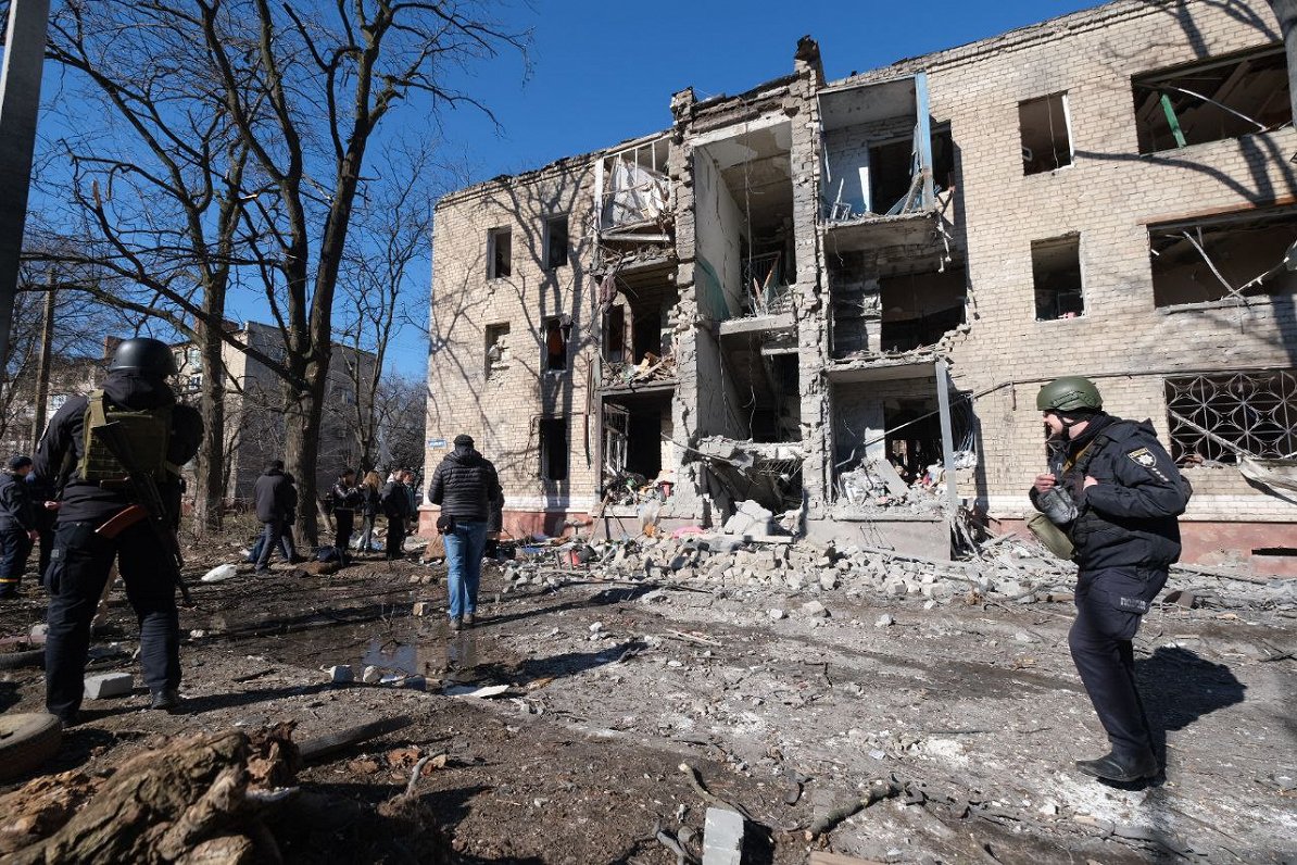 Последствия ракетного удара по Краматорску Донецкой области. 14.03.2023