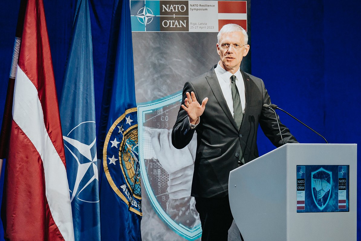 Ministru prezidents Krišjānis Kariņš uzstājas ar runu NATO Noturības simpozijā Rīgā