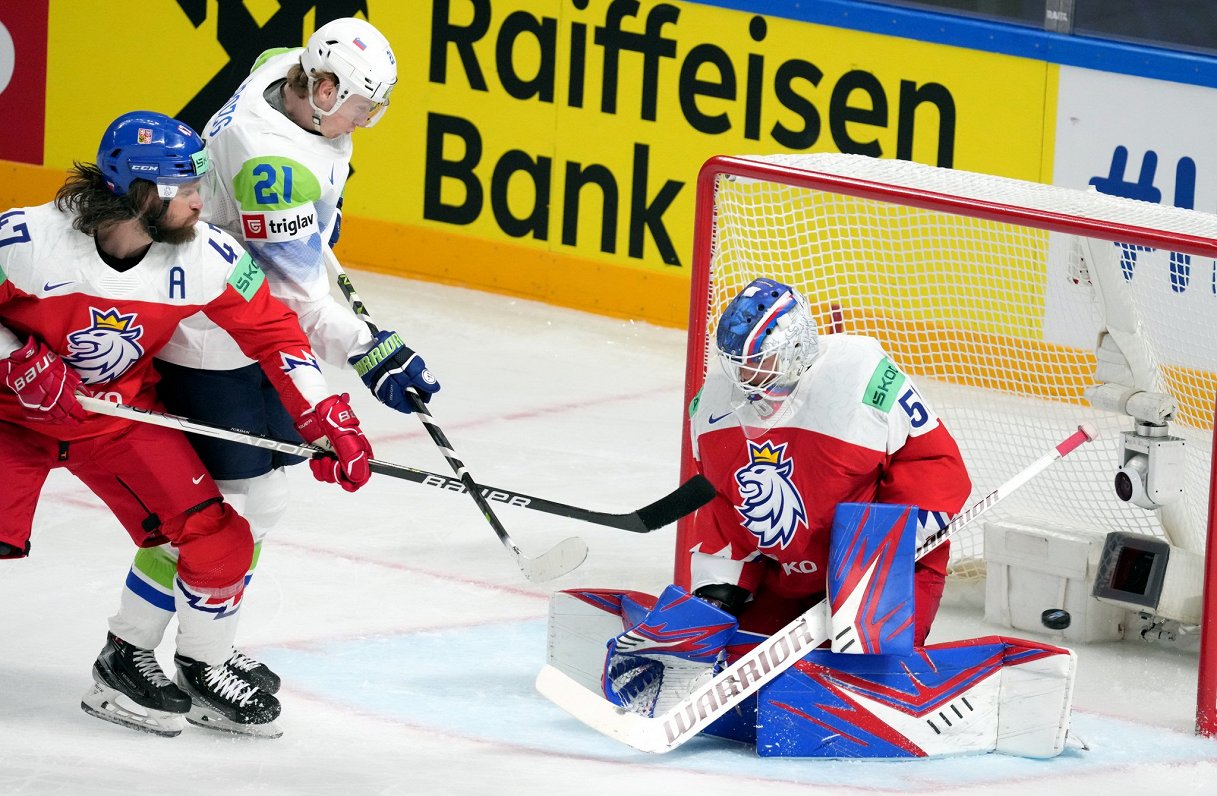 Čehijas un Slovēnijas hokejistu spēle pasaules čempionātā
