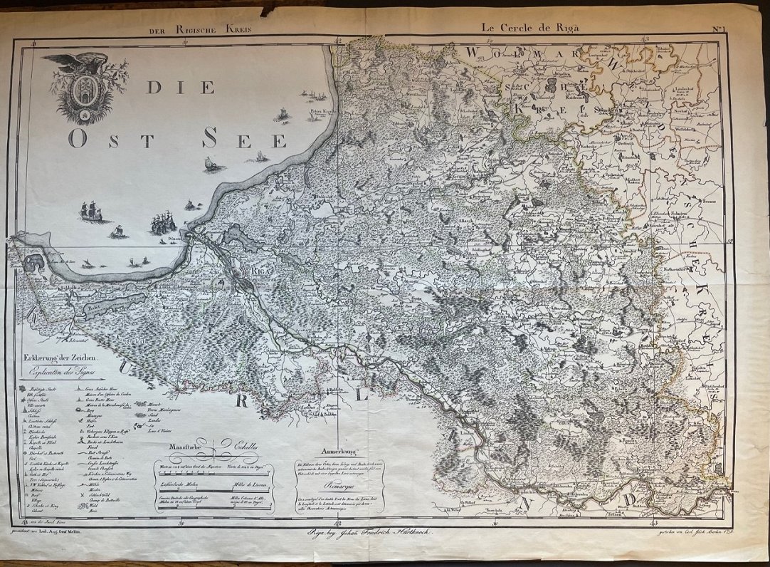 Kartogrāfs Ludvigs Augusts grāfs fon Mellīns no 1791. līdz 1798. gadam sastādīja pirmo precīzo Vidze...