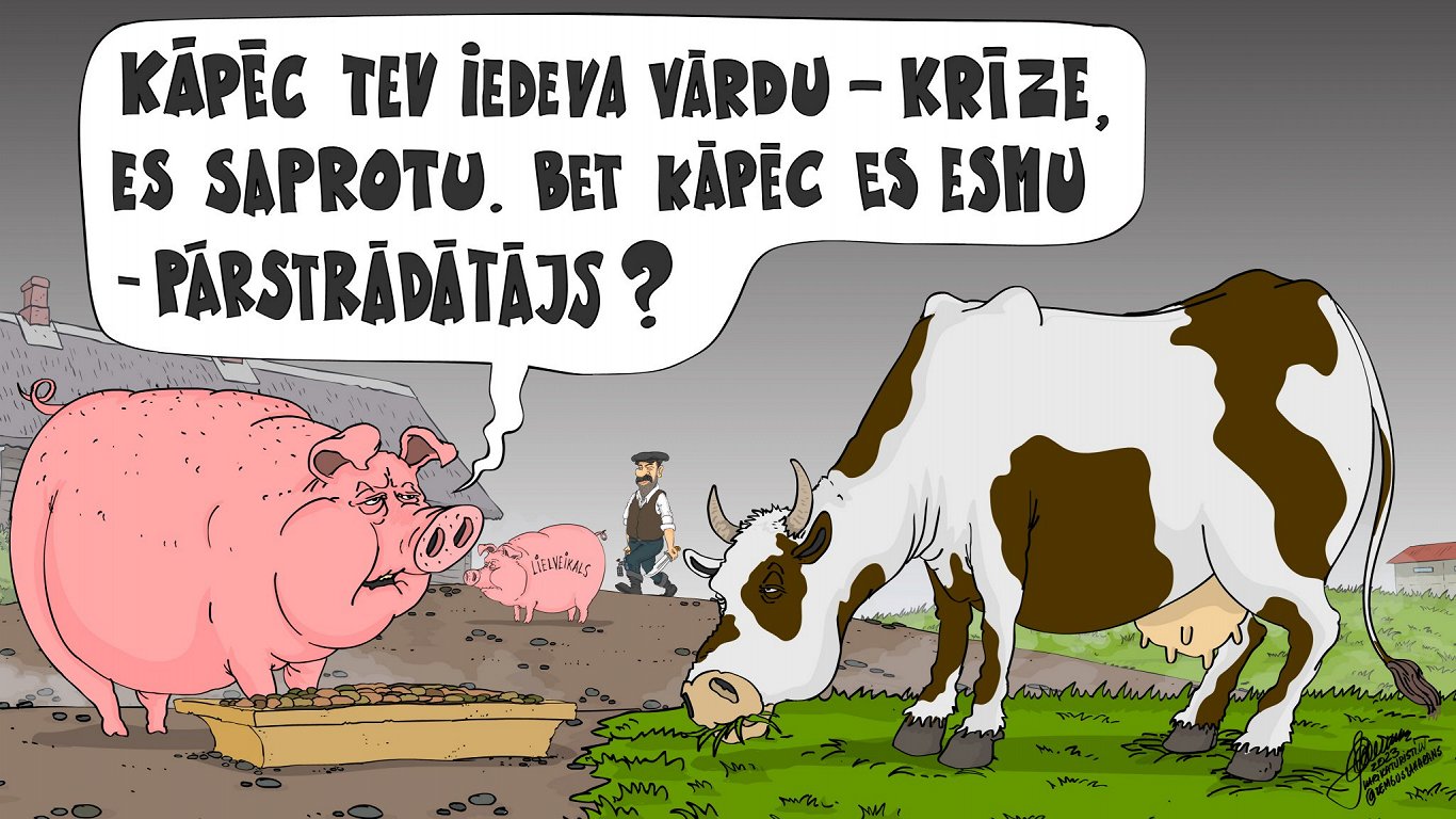 Karikatūrista skats: Krīze piensaimniecības nozarē