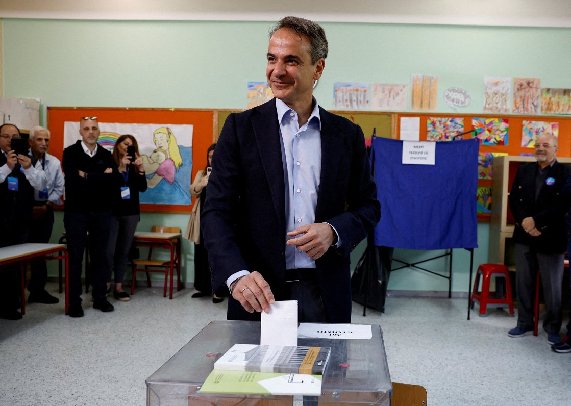 Grieķijas premjers Micotakis piedalās parlamenta vēlēšanās 21.05.2023.