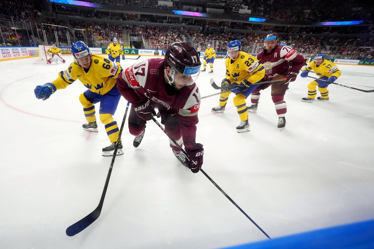 Latvijas un Zviedrijas hokeja spēle pasaules čempionāta ceturtdaļfinālā