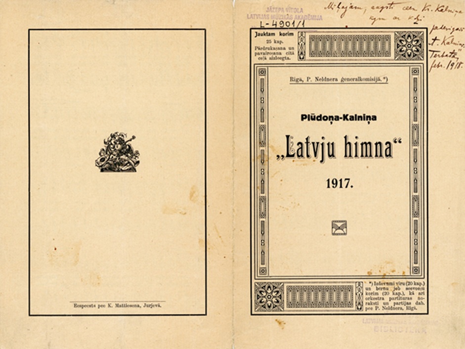 Jurjevā (nosaukums no 1893.-1918, pirms tam Tērbata, pēc tam - Tartu) drukātās &quot;Latvju himnas&q...