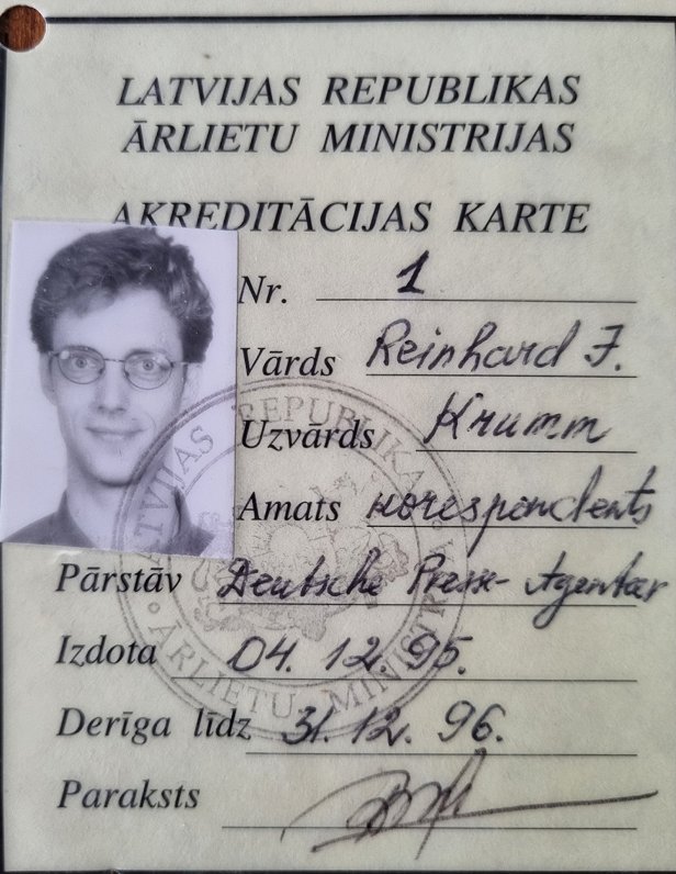 Reinhard Krumm's original accreditation card