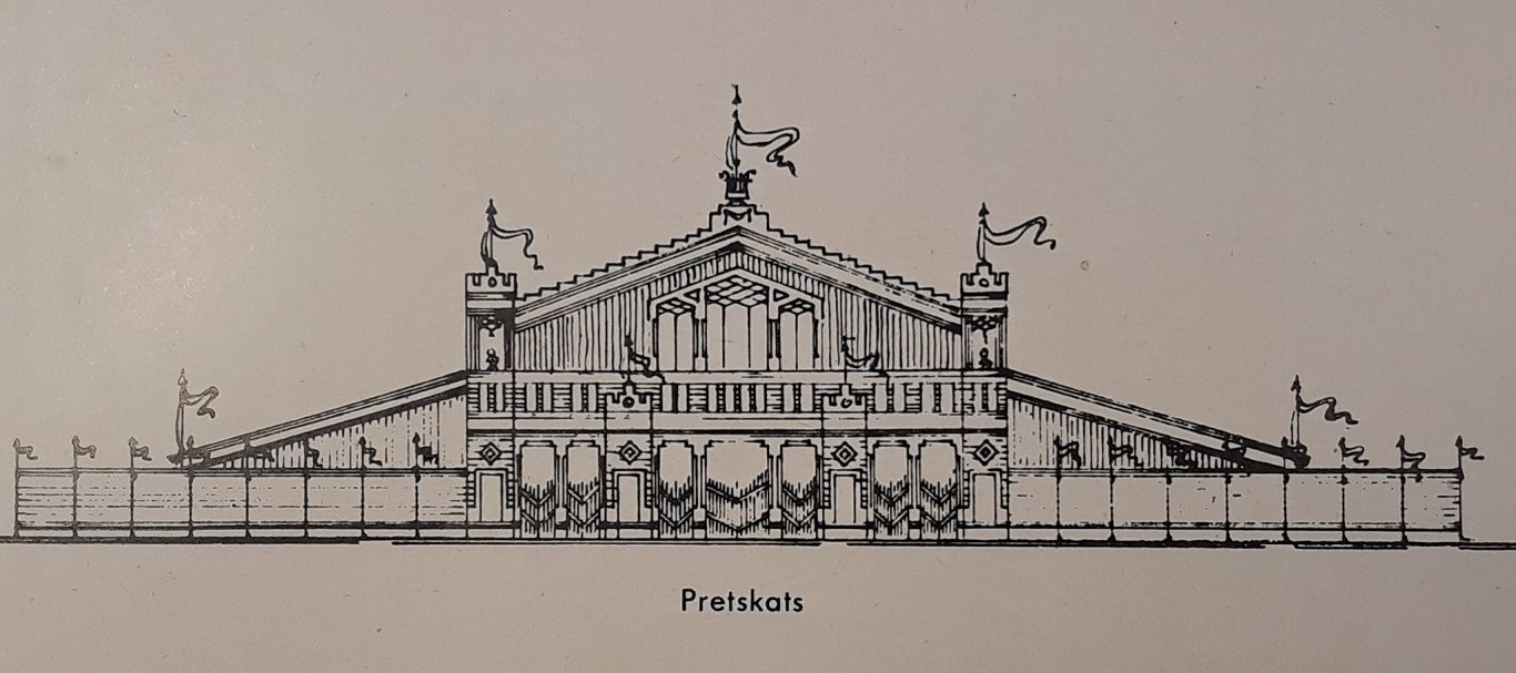 1880. gads. Arhitekta Jāņa Fridriha Baumaņa II Vispārējiem latviešu Dziesmu svētkiem projektētā Dzie...