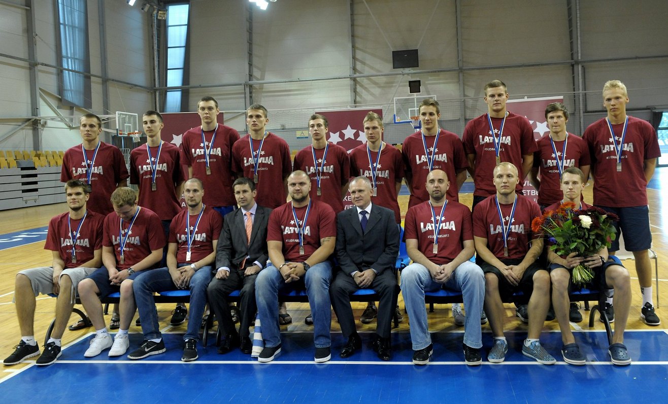 Latvijas U-20 basketbola izlases godināšana pēc atgriešanās no Eiropas čempionāta
