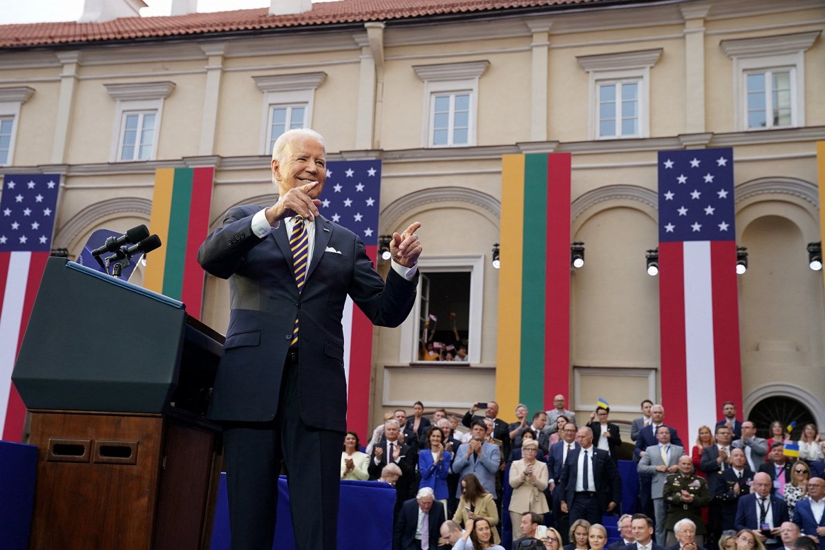 ASV prezidents Džo Baidens uzstājas ar runu Lietuvas galvaspilsētā Viļņā