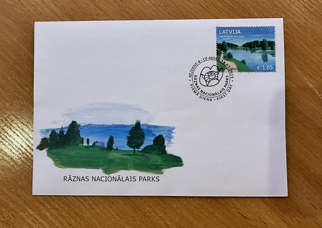 Rāznas Nacionālajam parkam veltīta pastmarka un aploksne