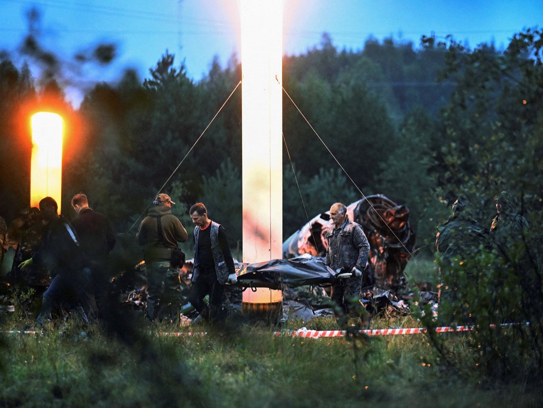 Prigožinam piederošās lidmašīnas avārijas vieta Tverā, Krievijā
