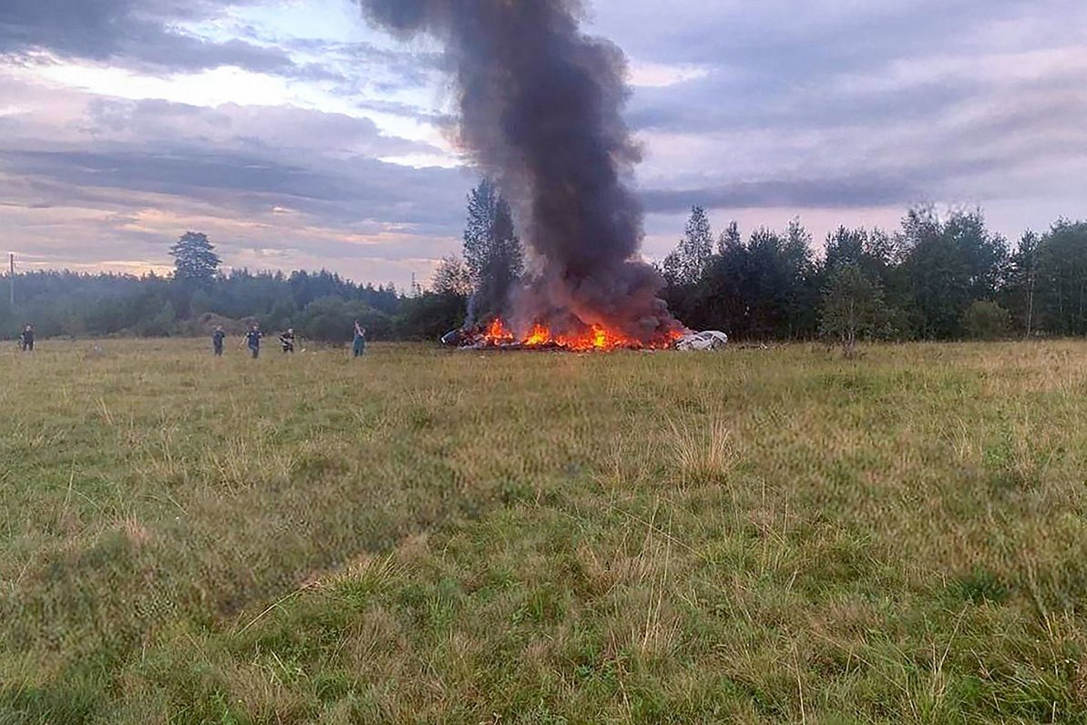 Prigožina lidmašīnas katastrofas vieta Tveras apgabalā Krievijā