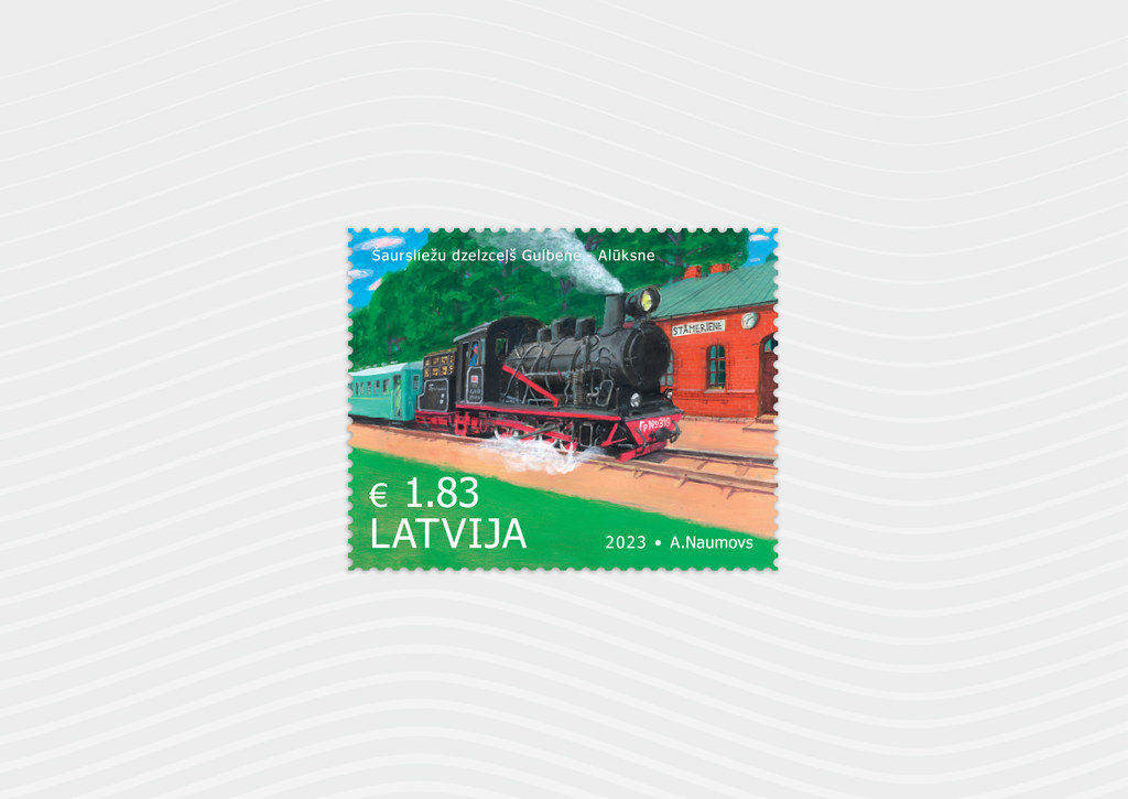 Šaursliežu dzelzceļa Gulbene-Alūksne 120. jubilejai veltīta pastmarka