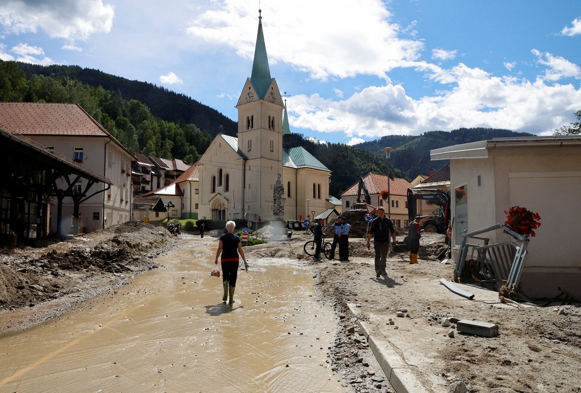 Plūdu skarta pilsēta Slovēnijā