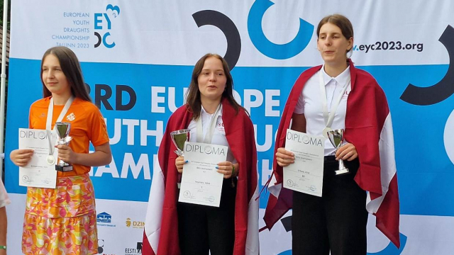 Dambretisti Mitrēvičs un Vasariete uzvar Latvijai veiksmīgā Eiropas jauniešu čempionātā
