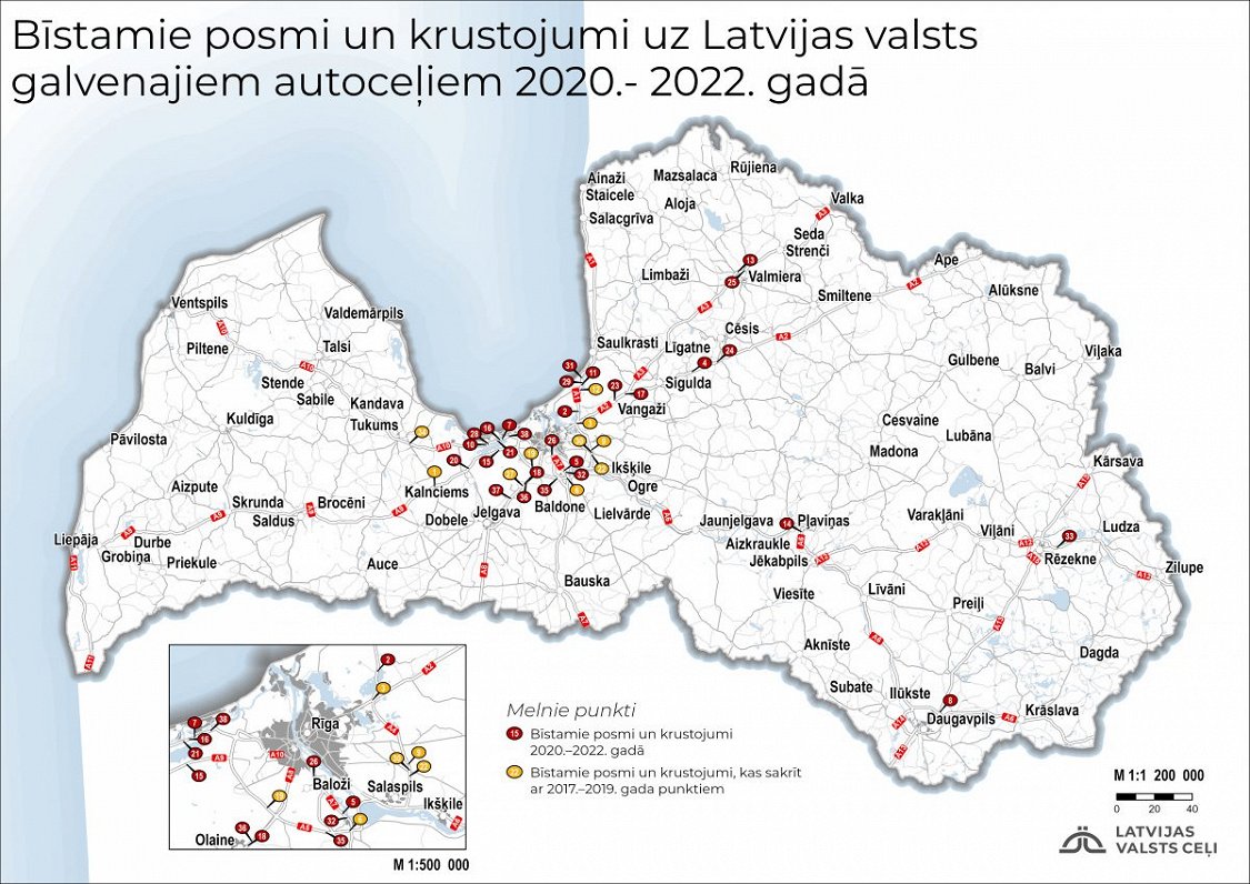 Latvian road traffic accident blackspots 2020-22
