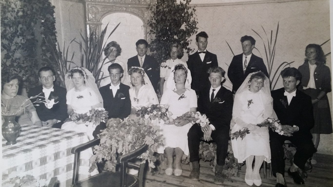 Kolektīvās kāzas Penkules pagastā, 1963. gads.