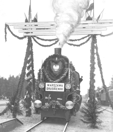 Poržečes–Druskininku dzelzceļa līnijas atklāšana. 1934. gads.Foto: Narodowe Archiwum Cyfrowe