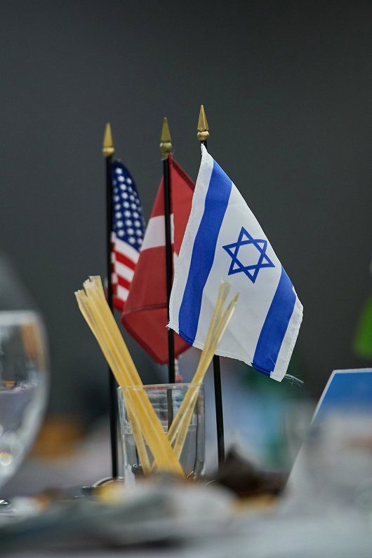 Flags of USA, Latvia and Israel.