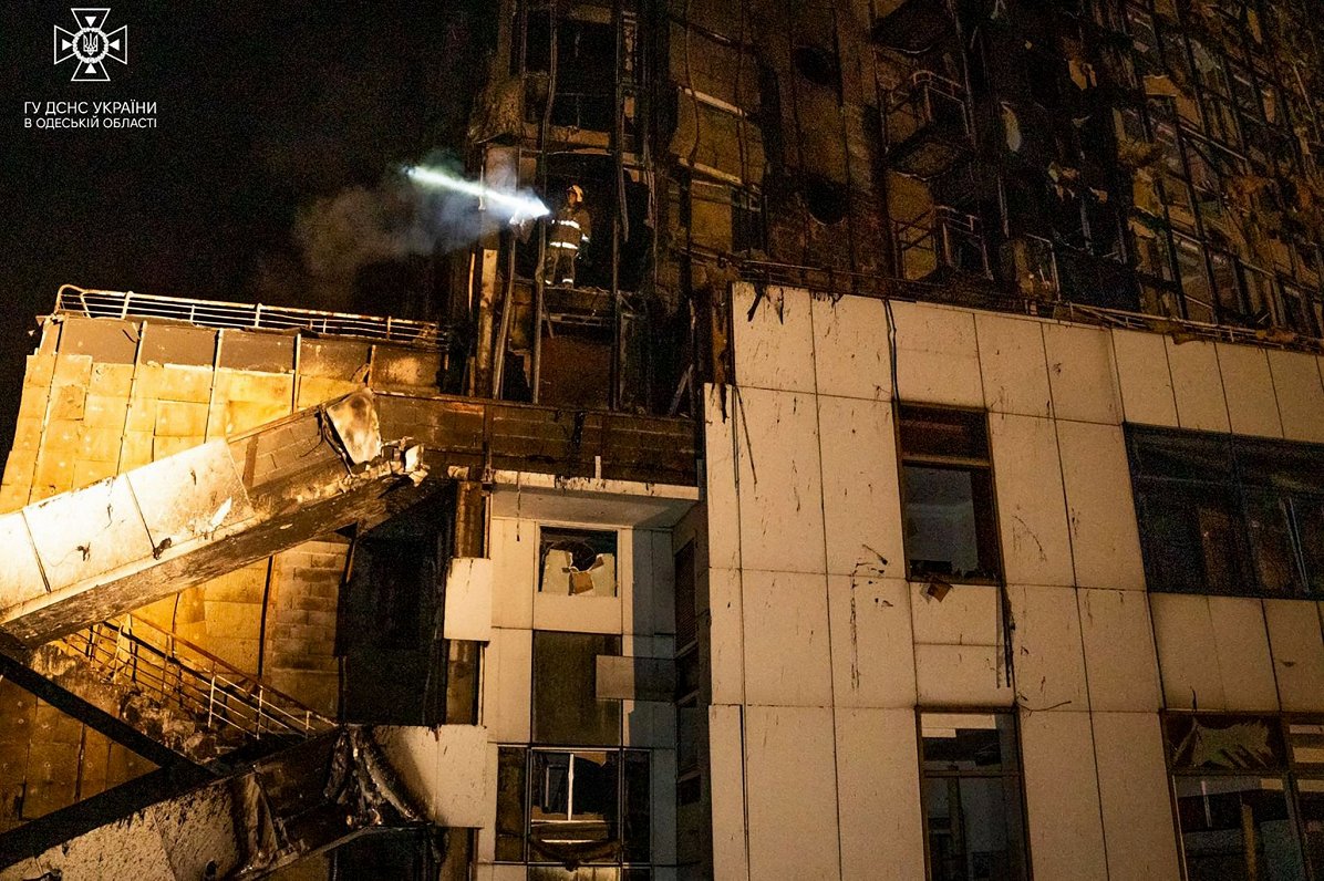 Odesas pilsēta Ukrainā pēc Krievijas veiktā masveida kombinētā gaisa uzbrukuma