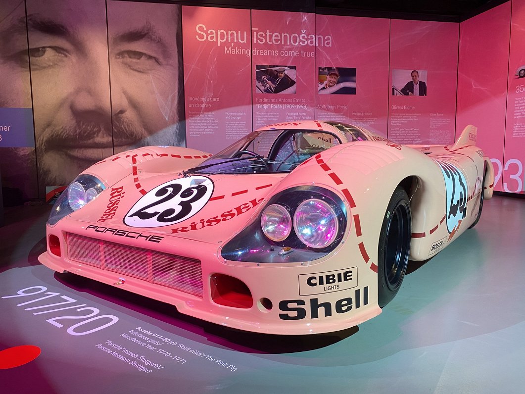 Porsche 917/20 'Pink Pig' with Anatole Lapine in background