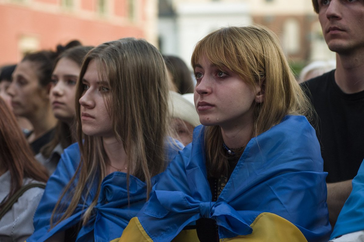 Ukrainas bēgļi Varšavā Ukrainas neatkarības dienā, 24.10.2023