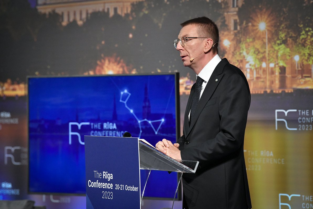 Valsts prezidents Edgars Rinkēvičs uzrunā Rīgas konferences dalībniekus