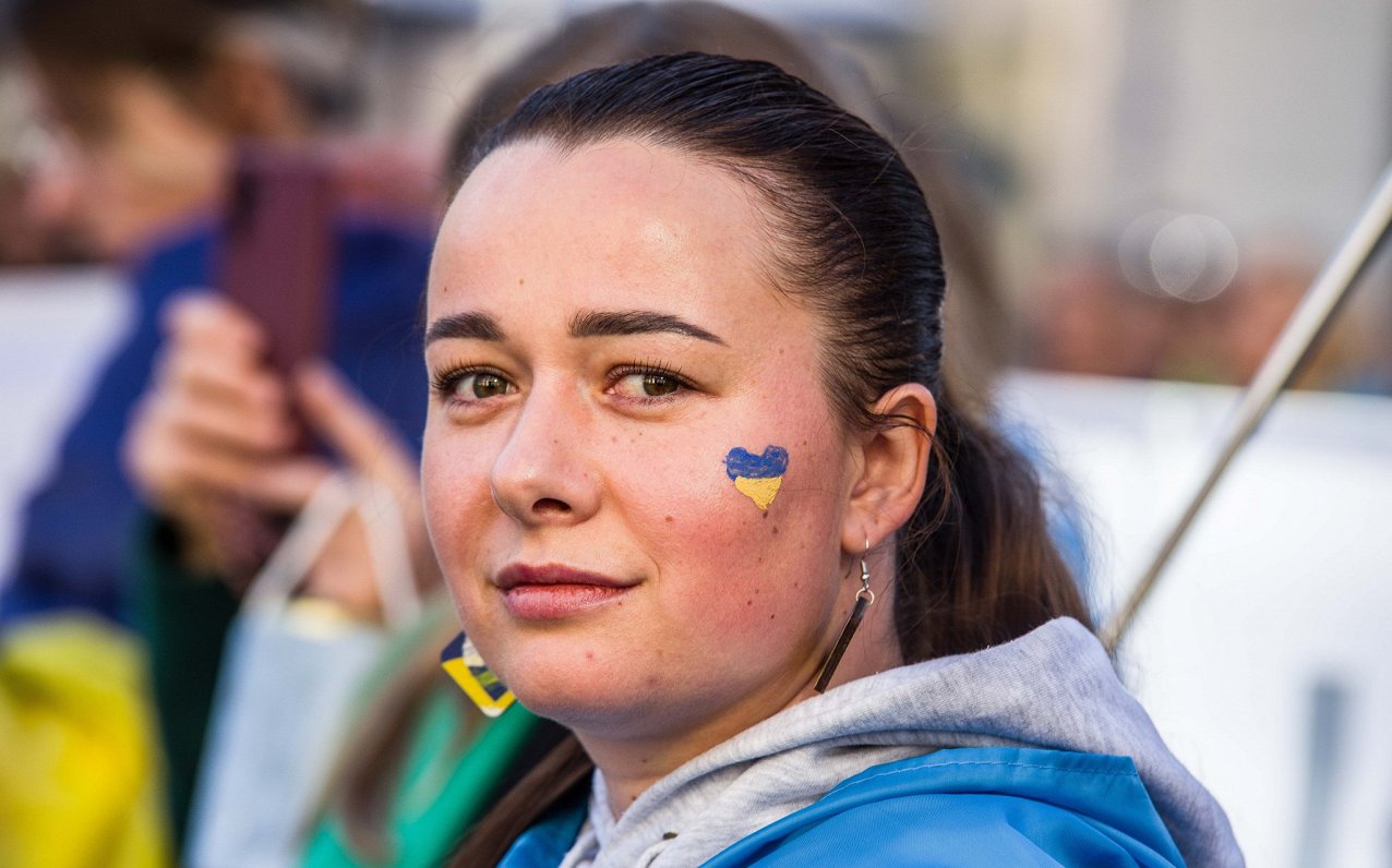 Украинцы на демонстрации благодарности. Германия, Мюнхен, снимок сделан 22.10.2023, распространен 23...