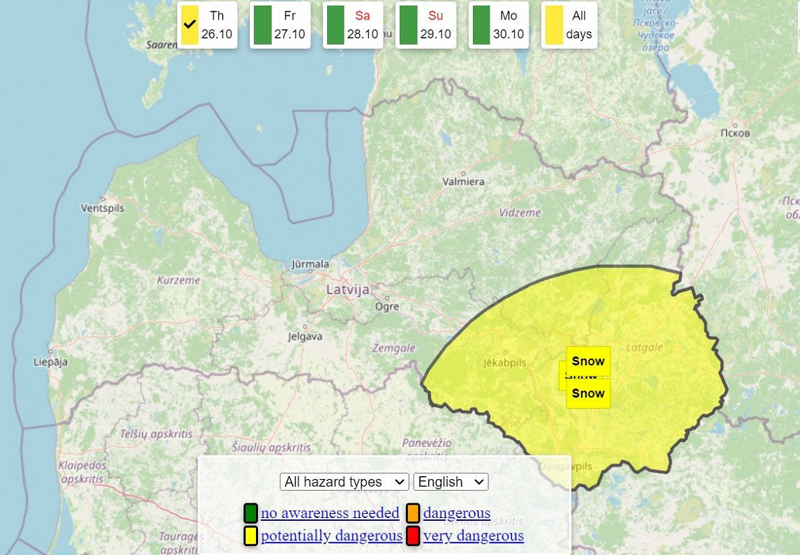 Snow expected in south-east Latvia