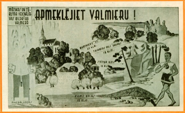 1933.gada reklāmas aicinājums apmeklēt Valmieras kūrortpilsētu