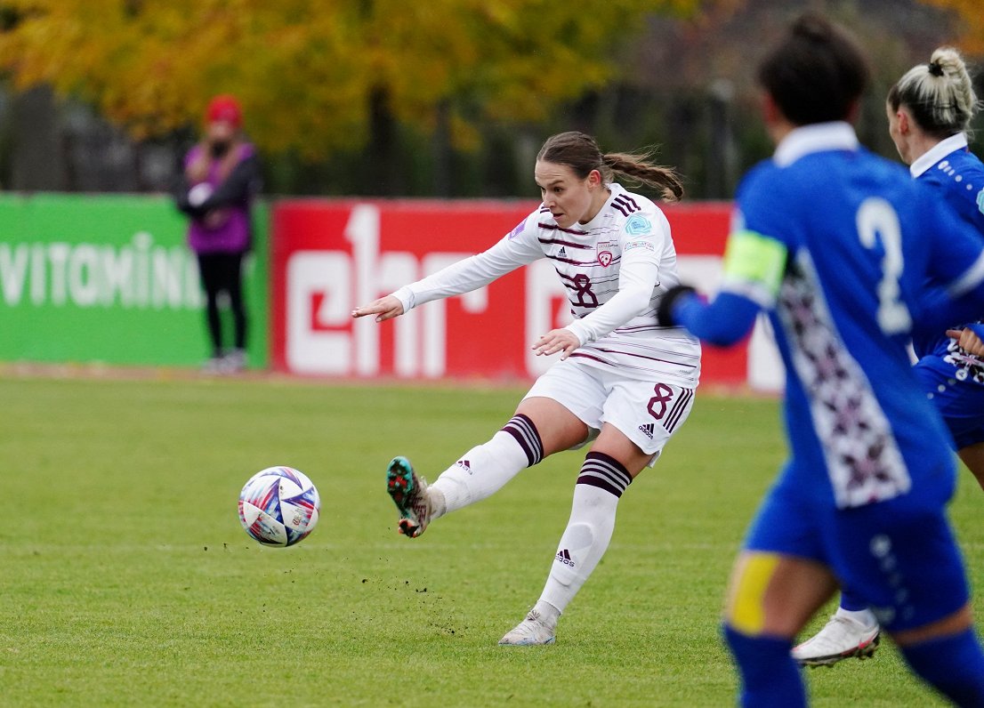Latvijas un Moldovas sieviešu futbola izlases Nāciju līgas spēlē