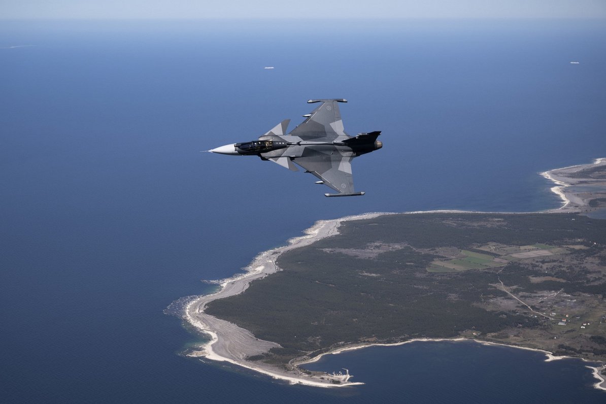 Gripen ВВС Швеции над островом Готланд. Швеция, 11.05.2022