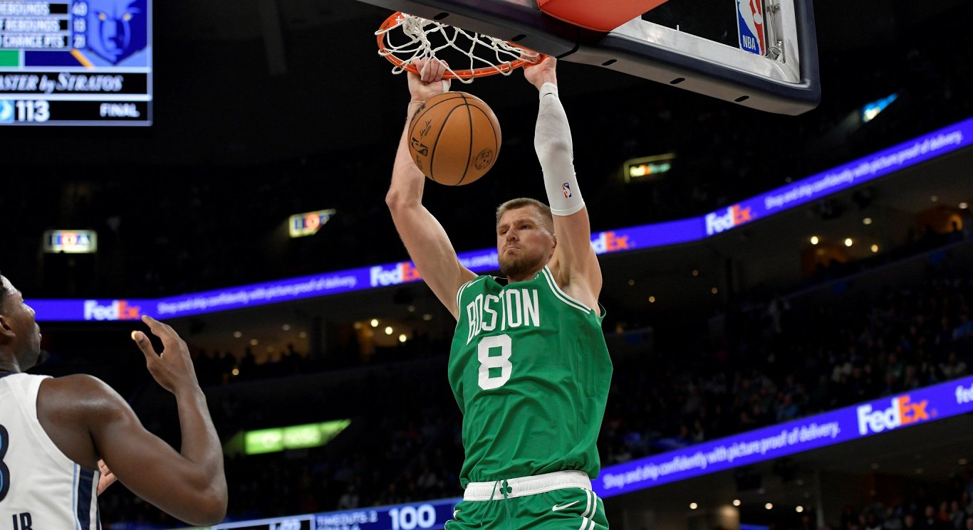 Kristaps Porziņģis Bostonas &quot;Celtics&quot; spēlē pret Memfisas &quot;Grizzlies&quot;