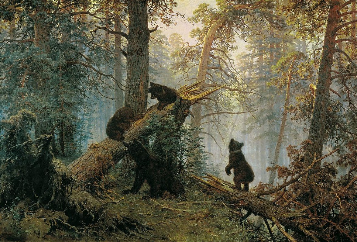 Ivana Šiškina un Konstantīna Savicka glezna &quot;Rīts priežu mežā&quot; (1889)