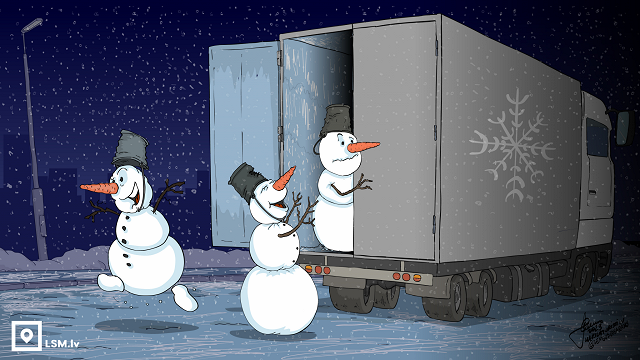 Karikatūrista skats: Sniegavīri iznāk no slēptuvēm