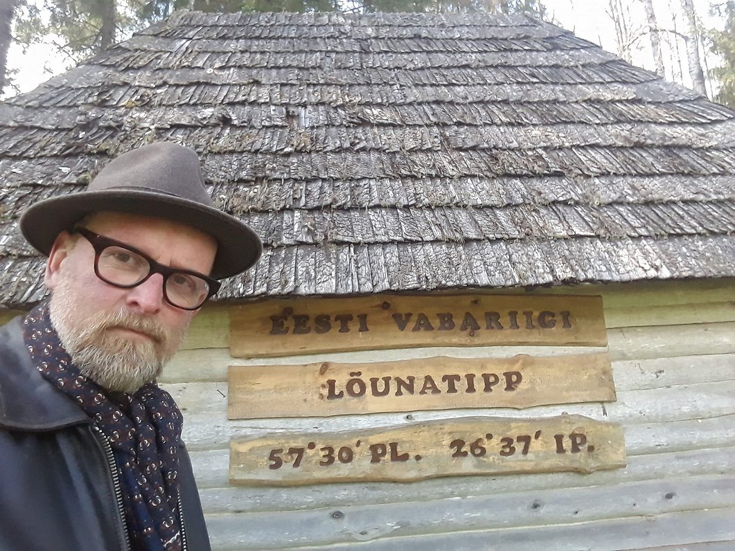 Mike Collier at southernmost point in Estonia, Lõunatipu campfire site