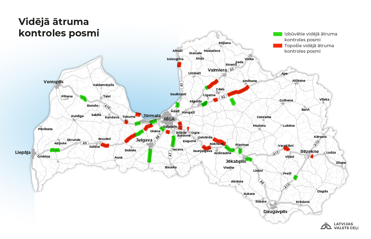 Latvija plāno papildus izveidot 17 vidēja ātruma kontroles nodaļas/rakstu