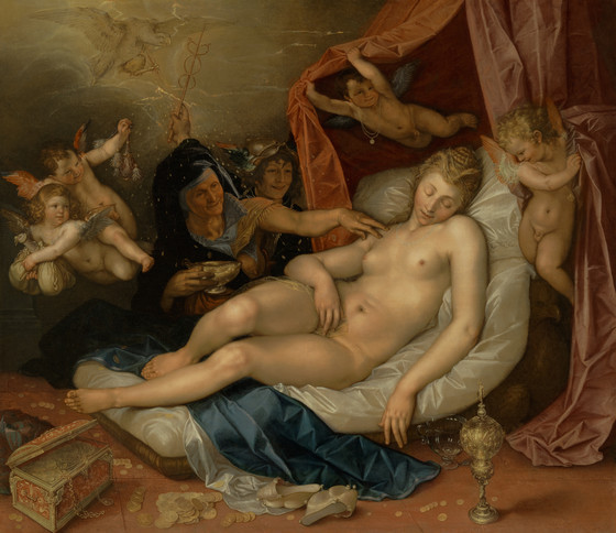 Hendriks Golciuss. &quot;Dusošās Danajas sagatavošana Jupiteram (1603) / Los Angeles County Museum o...
